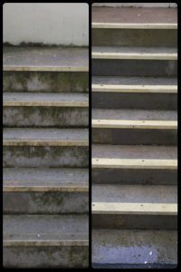Power Washing Cleaning on Outdoor Staircase