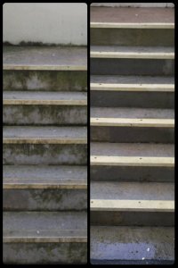 Power Washing Cleaning on Outdoor Staircase